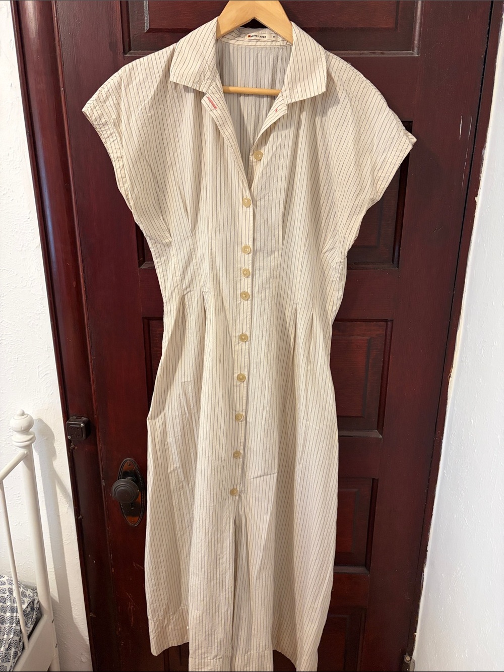 Madewell Cream Pinstripe Button-Front Maxi Dress